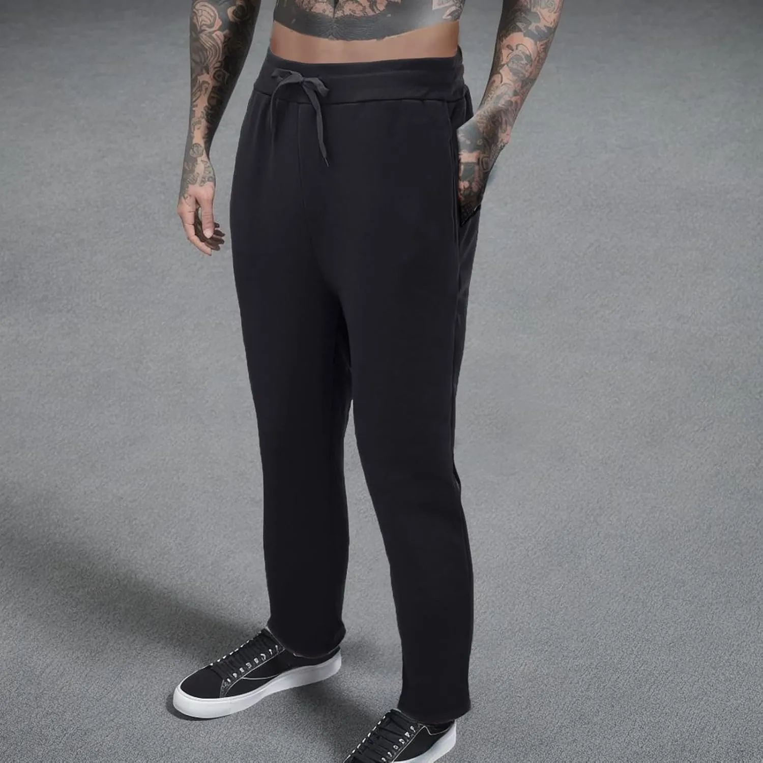 GIERIDUC Men's Traditional Plaid Chino Pants Dress Pants for Bodybuilders Trousers with Zip Pockets Black Skinny Slacks Mens