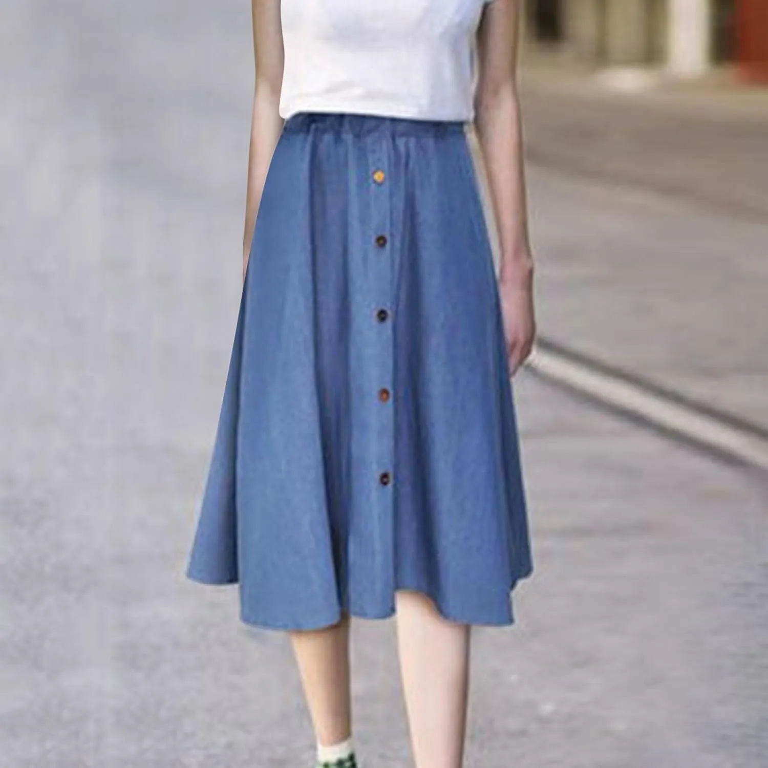 Girls' Back to School A-Line Skirt High Waist Pleated Midi Skirt Perfect for School Everyday Wear for Women