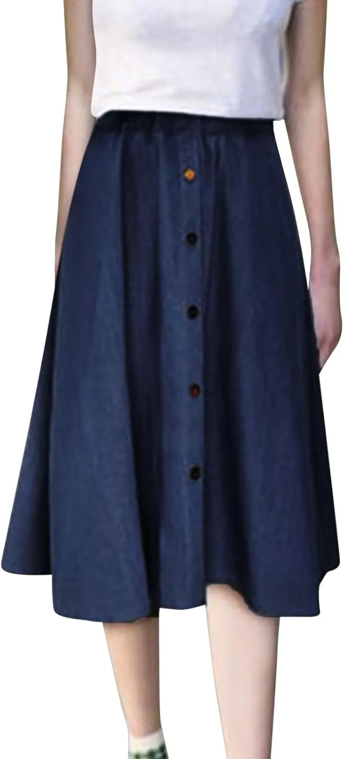 Girls' Back to School A-Line Skirt High Waist Pleated Midi Skirt Perfect for School Everyday Wear for Women