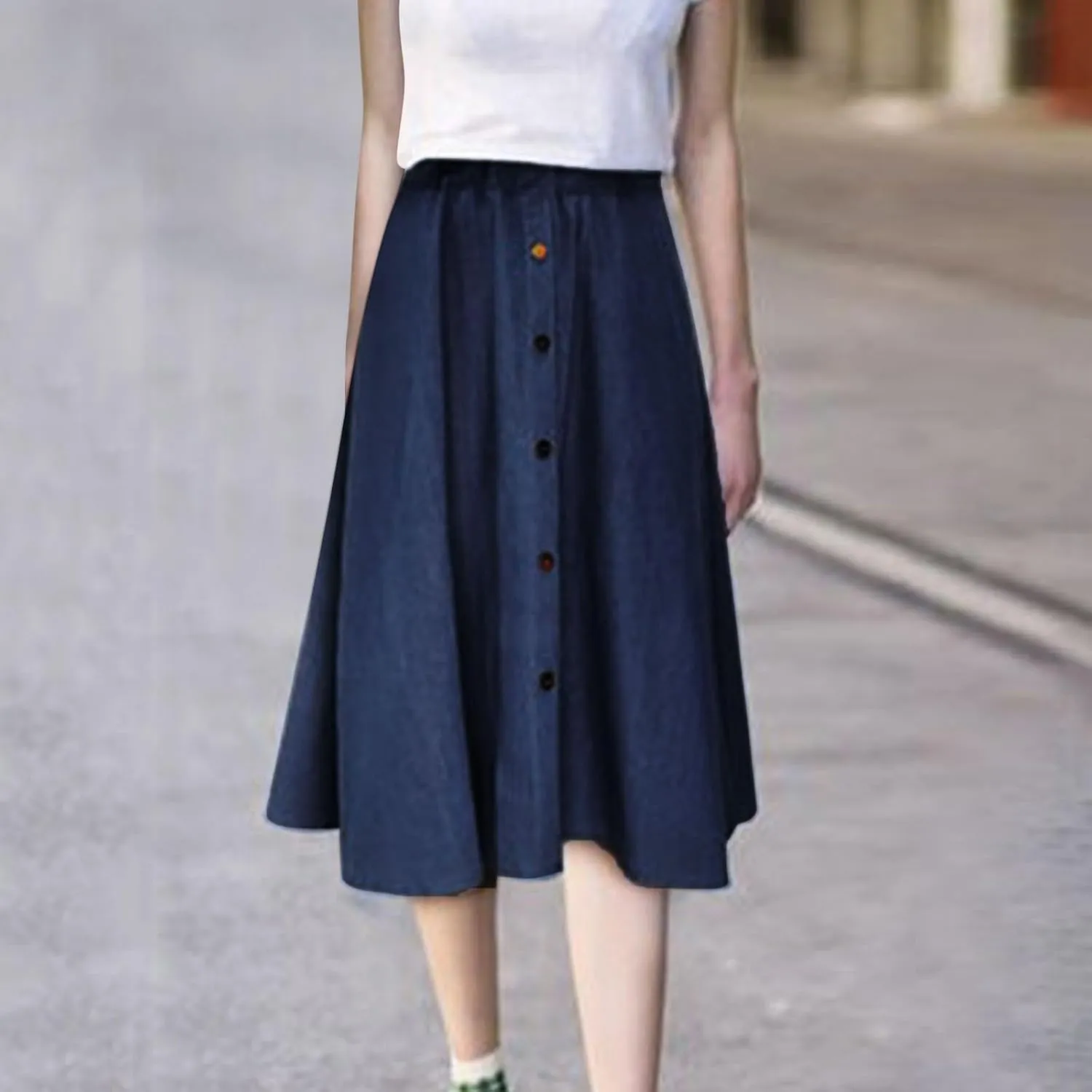 Girls' Back to School A-Line Skirt High Waist Pleated Midi Skirt Perfect for School Everyday Wear for Women