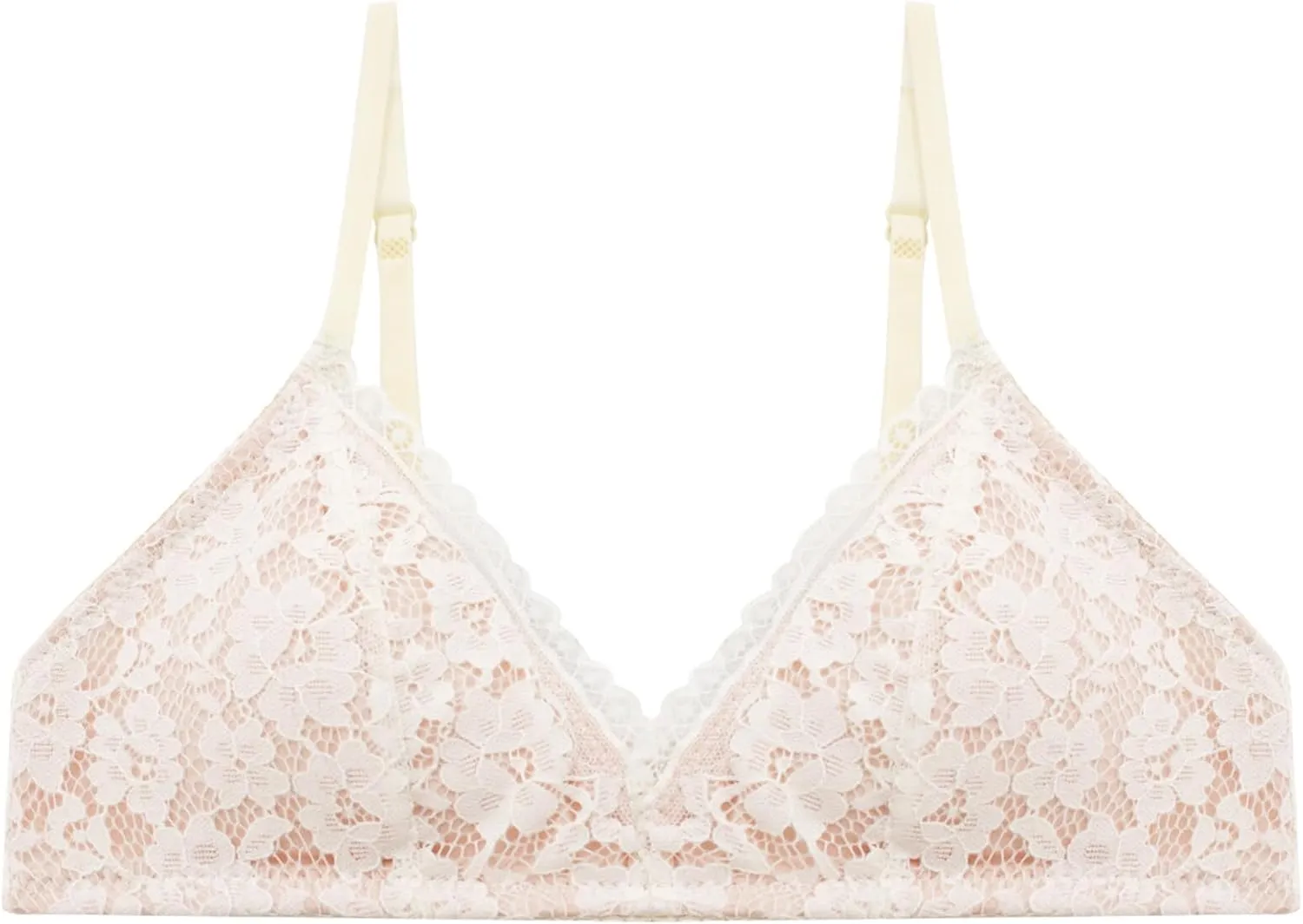 Girls Cotton Training Bras Adjustable Straps Seamless Lace Camis Bras for Teens 2-Pack