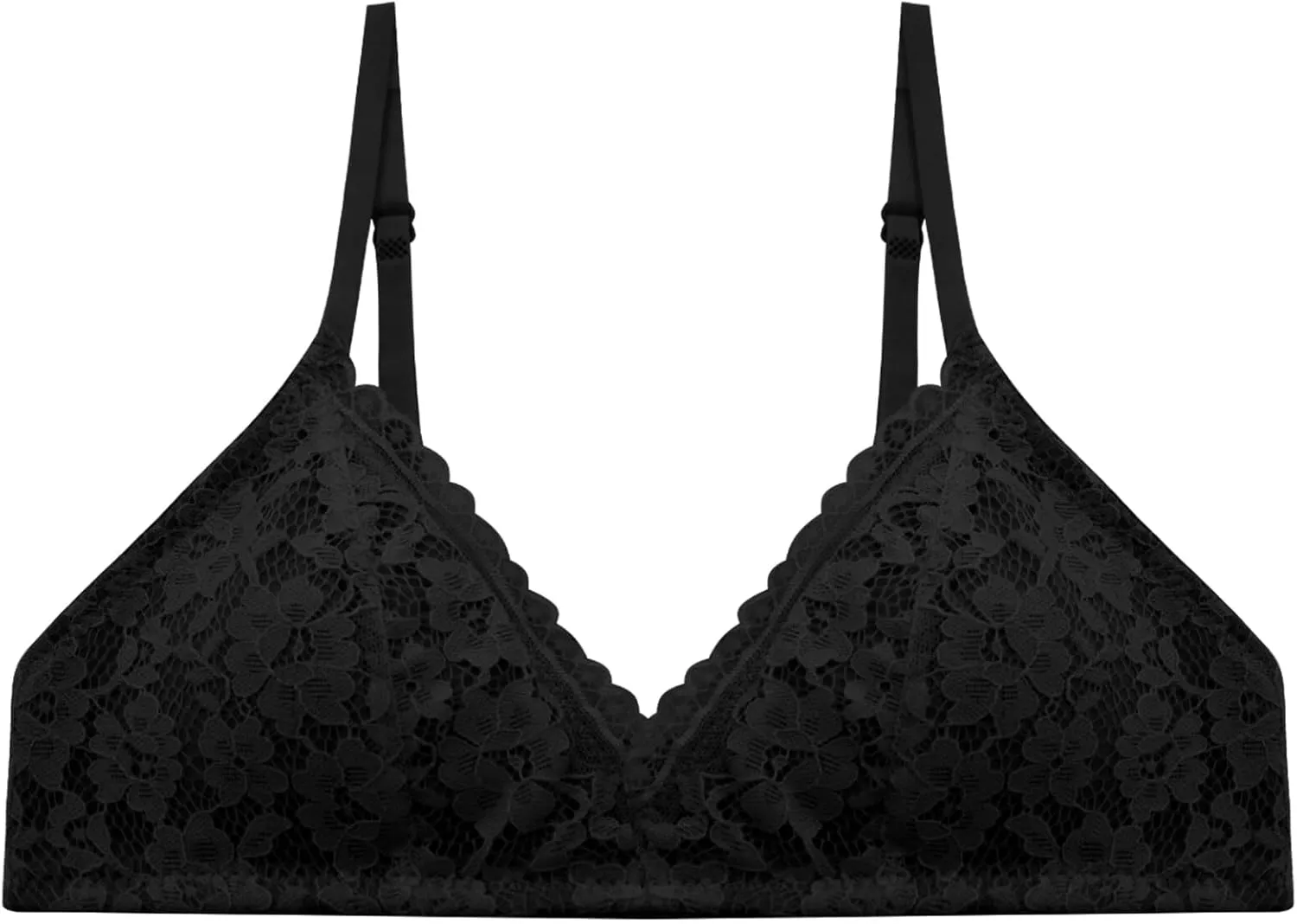 Girls Cotton Training Bras Adjustable Straps Seamless Lace Camis Bras for Teens 2-Pack