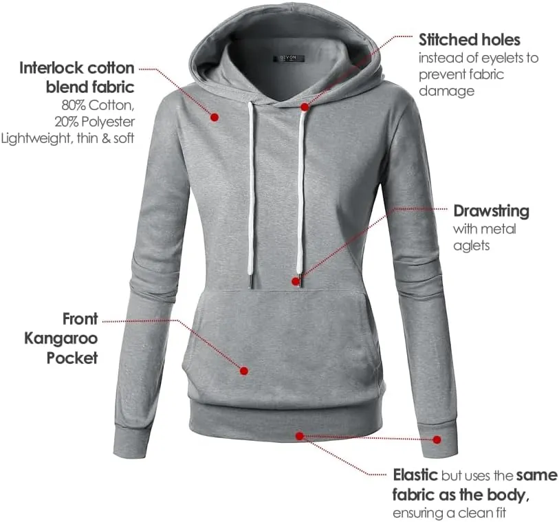 GIVON Women's Essential Pullover Hoodie Lightweight Long Sleeve Comfort Sweatshirt for Everyday Wear