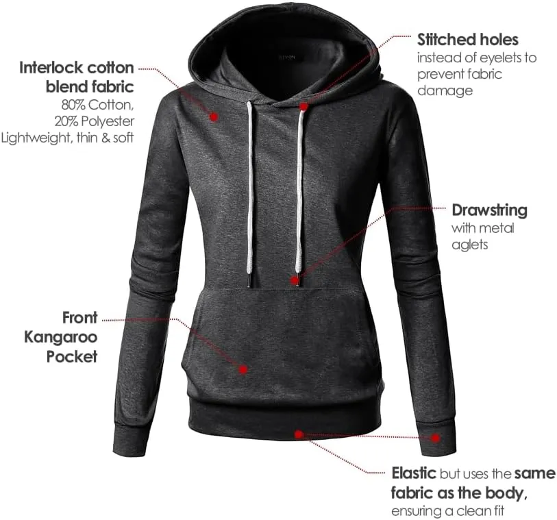 GIVON Women's Essential Pullover Hoodie Lightweight Long Sleeve Comfort Sweatshirt for Everyday Wear