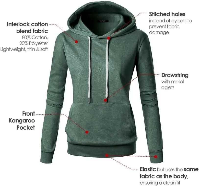 GIVON Women's Essential Pullover Hoodie Lightweight Long Sleeve Comfort Sweatshirt for Everyday Wear