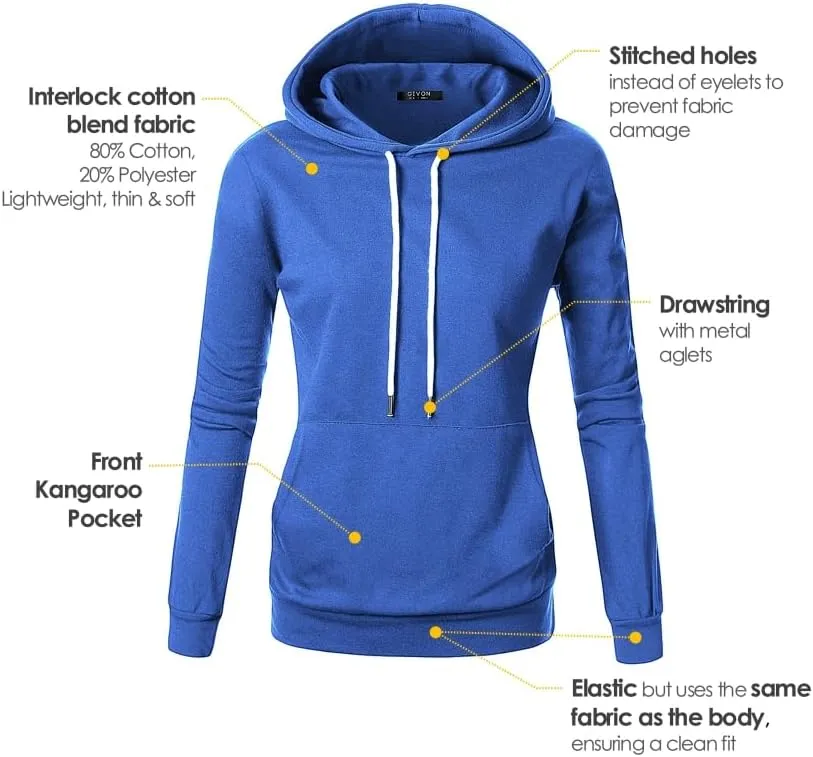 GIVON Women's Essential Pullover Hoodie Lightweight Long Sleeve Comfort Sweatshirt for Everyday Wear