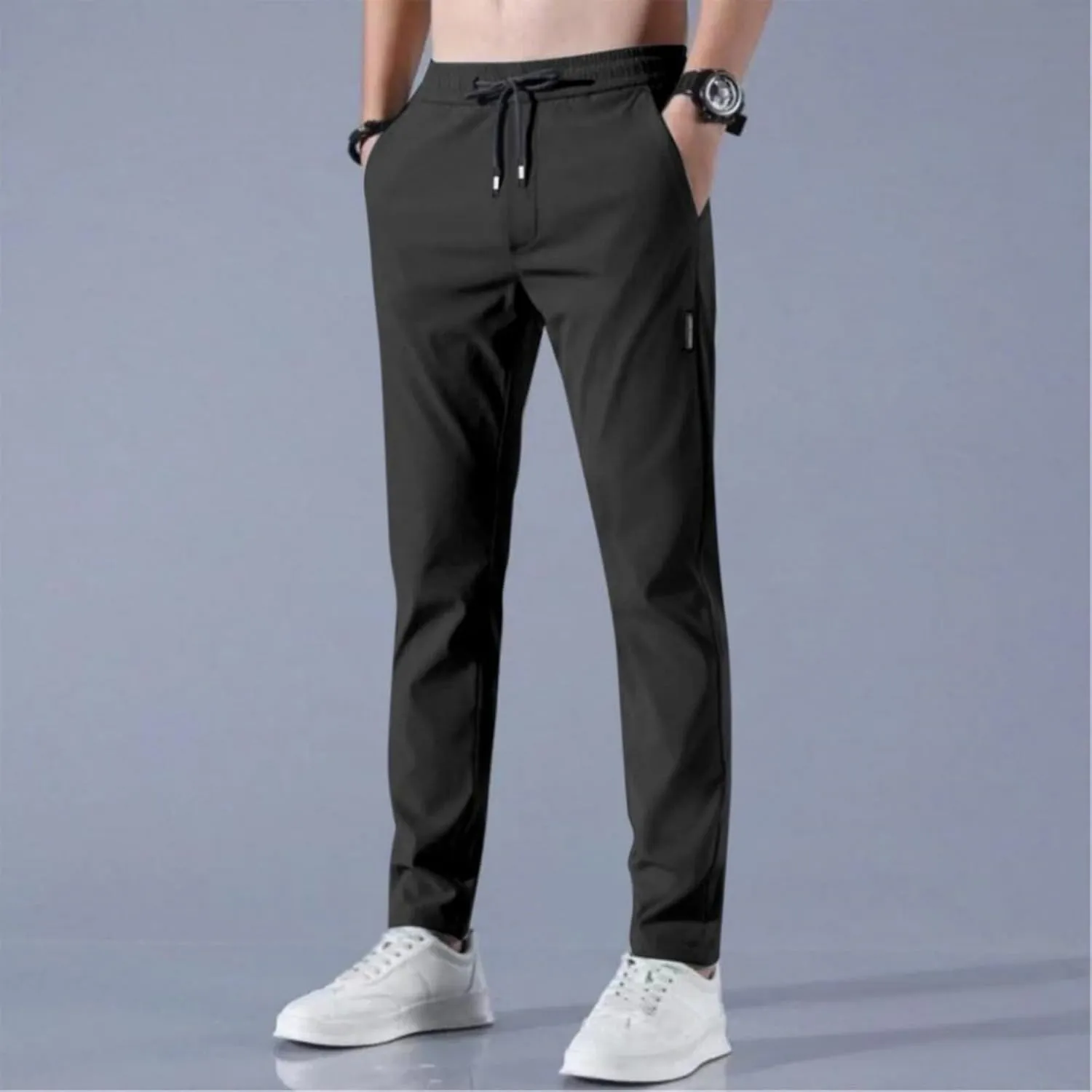 Glide Pants Men Breathable Quick Dry Work Pants Stretch Active Drawstring Straight Leg Hiking Outfits with Pockets