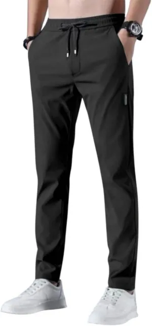 Glide Pants Men Breathable Quick Dry Work Pants Stretch Active Drawstring Straight Leg Hiking Outfits with Pockets