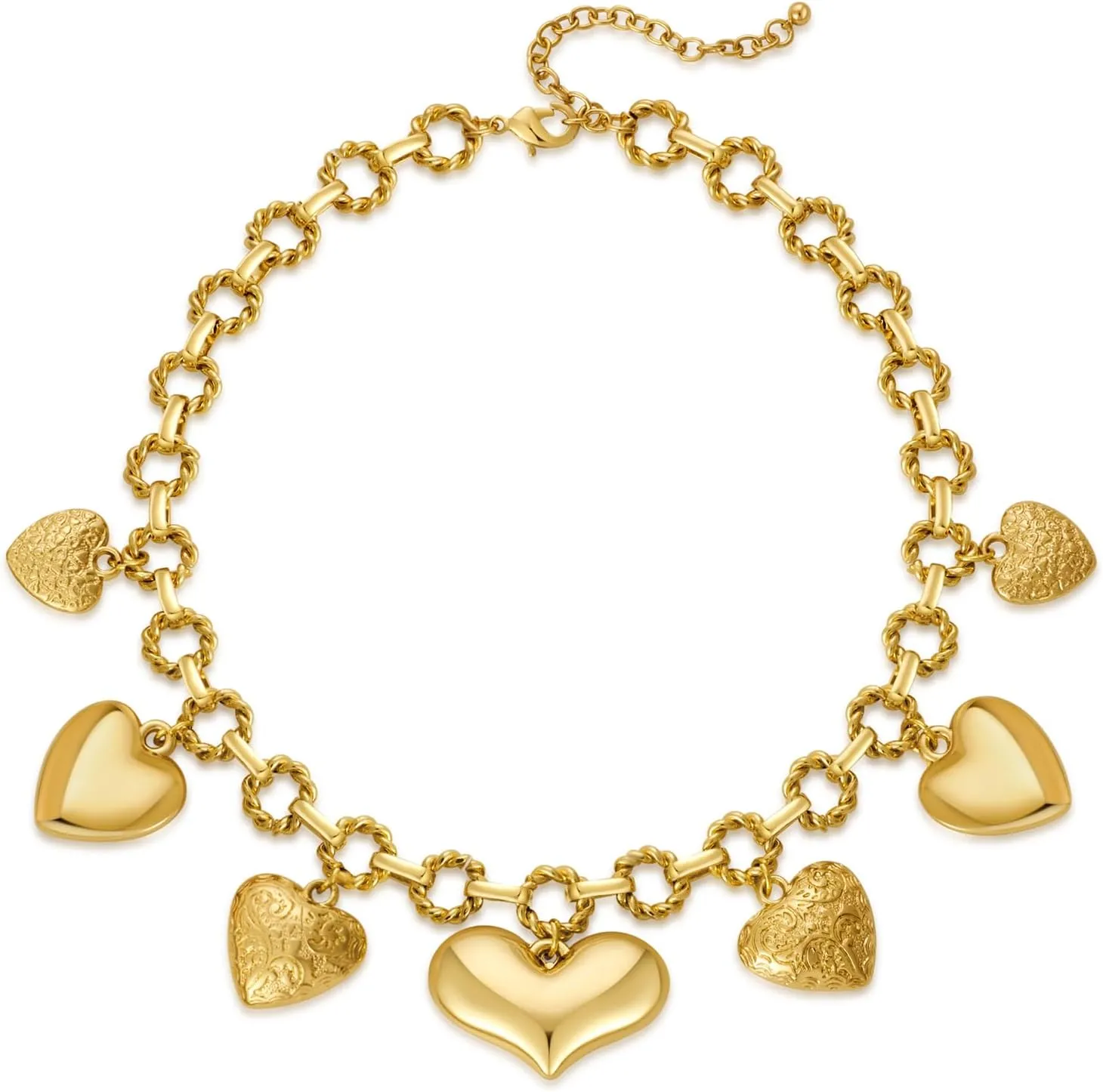 Gold Heart Choker Necklaces for Women Chunky Charm Necklace Statement Necklace Trendy Jewelry