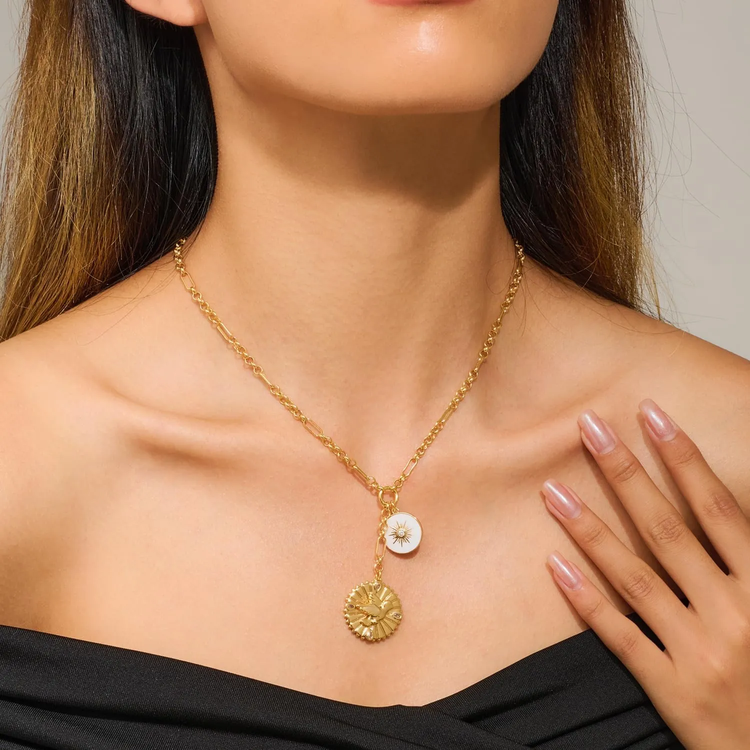 Gold Necklace For Women With Infinity Heart Leaf Sun Pendants Compass Pendant Necklace Heart Necklace Peace Dove Gold Necklace Fashion Jewelry