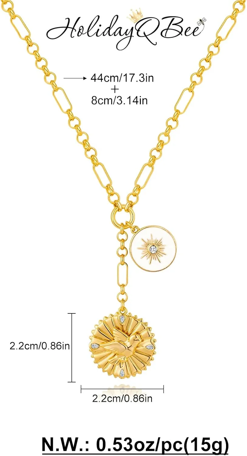 Gold Necklace For Women With Infinity Heart Leaf Sun Pendants Compass Pendant Necklace Heart Necklace Peace Dove Gold Necklace Fashion Jewelry