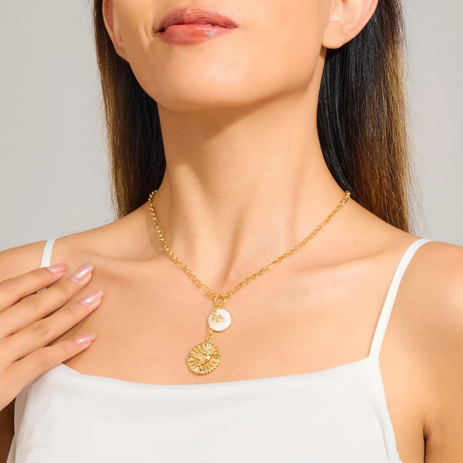 Gold Necklace For Women With Infinity Heart Leaf Sun Pendants Compass Pendant Necklace Heart Necklace Peace Dove Gold Necklace Fashion Jewelry