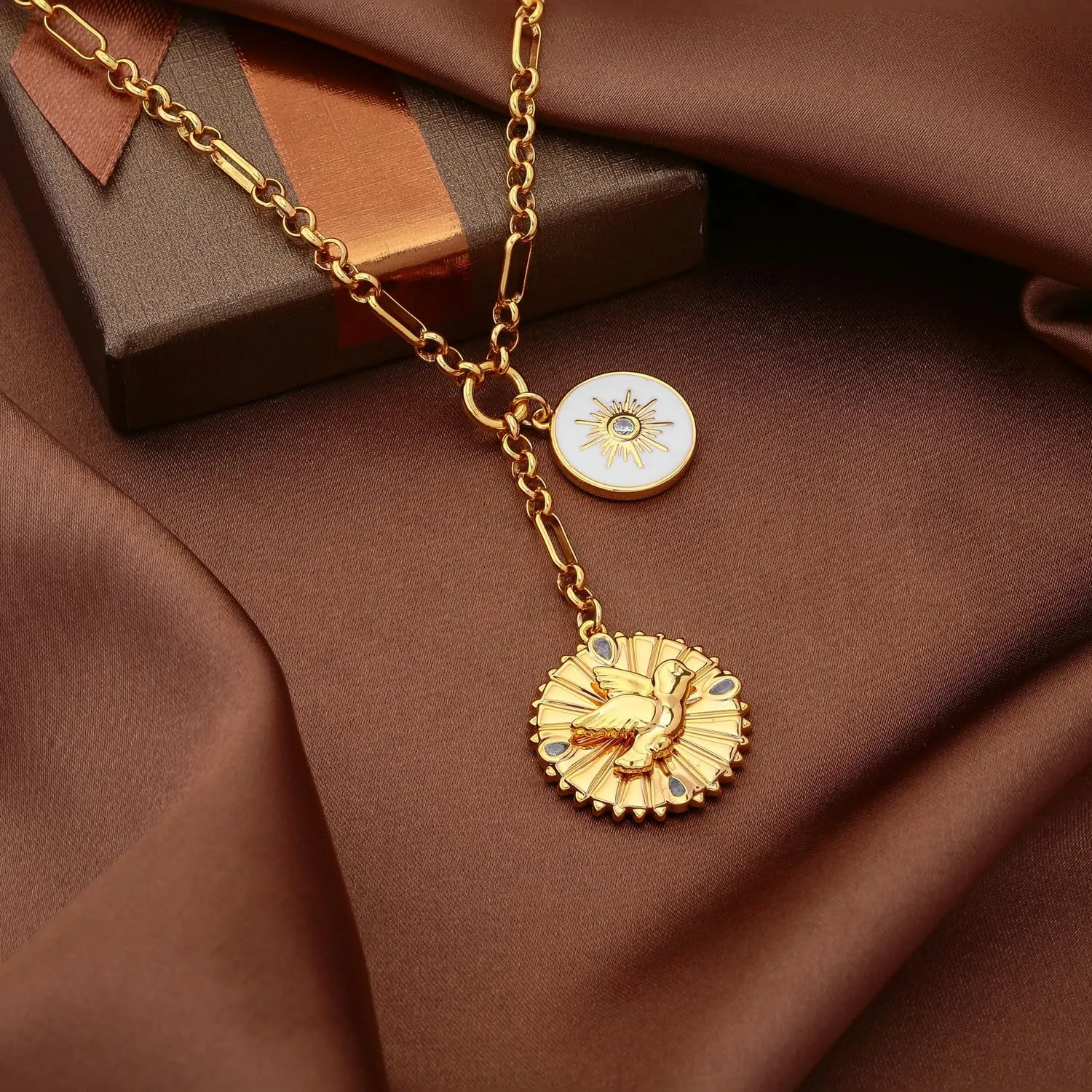 Gold Necklace For Women With Infinity Heart Leaf Sun Pendants Compass Pendant Necklace Heart Necklace Peace Dove Gold Necklace Fashion Jewelry