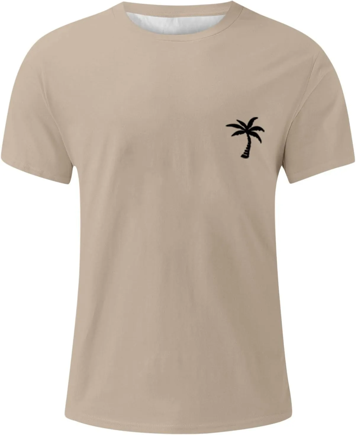 Graphic T Shirts for Man Summer Beach Palm Tree Print Crew Neck Short Sleeve Tees Classic Oversized Heavy Cotton Tops