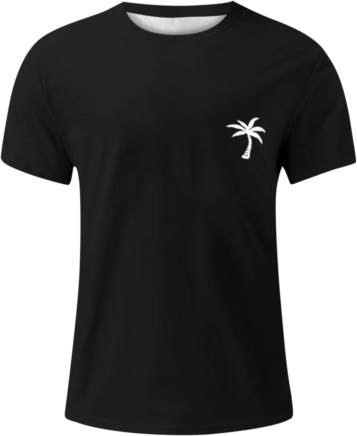 Graphic T Shirts for Man Summer Beach Palm Tree Print Crew Neck Short Sleeve Tees Classic Oversized Heavy Cotton Tops