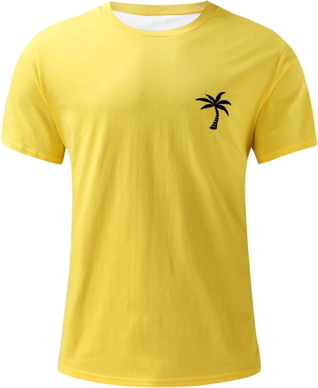 Graphic T Shirts for Man Summer Beach Palm Tree Print Crew Neck Short Sleeve Tees Classic Oversized Heavy Cotton Tops
