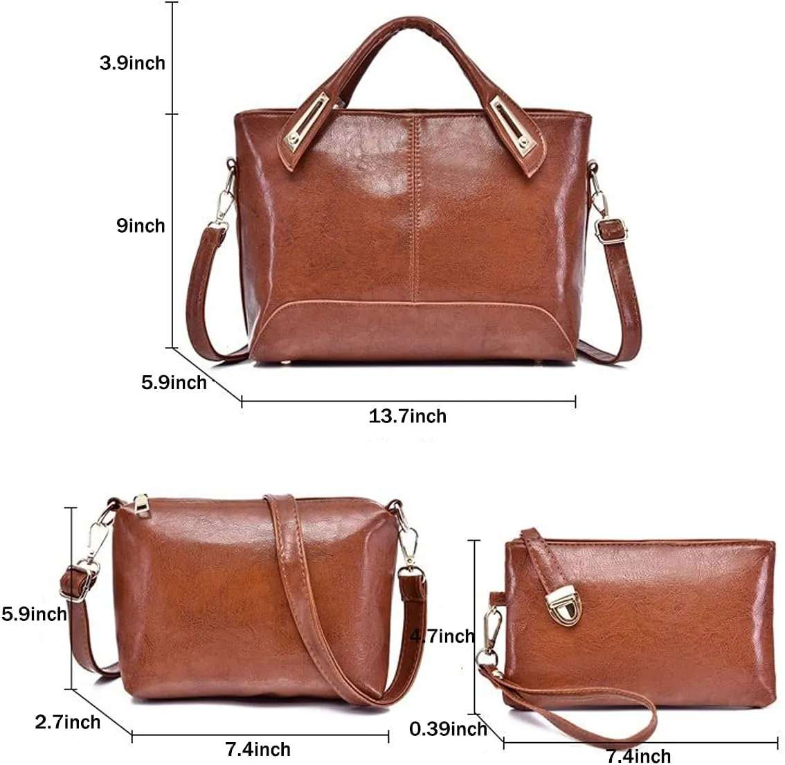 Handbag for Women Fashion Shoulder Bags Tote Crossbody Satchel Purse 3 Pieces Set
