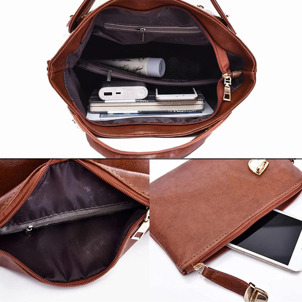 Handbag for Women Fashion Shoulder Bags Tote Crossbody Satchel Purse 3 Pieces Set