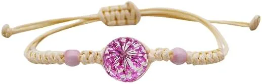 handmade beaded bracelet, suitable for both men and women, transparent crystal life tree stem flower woven rope bracelet with stretchable bracelet (dark pink)