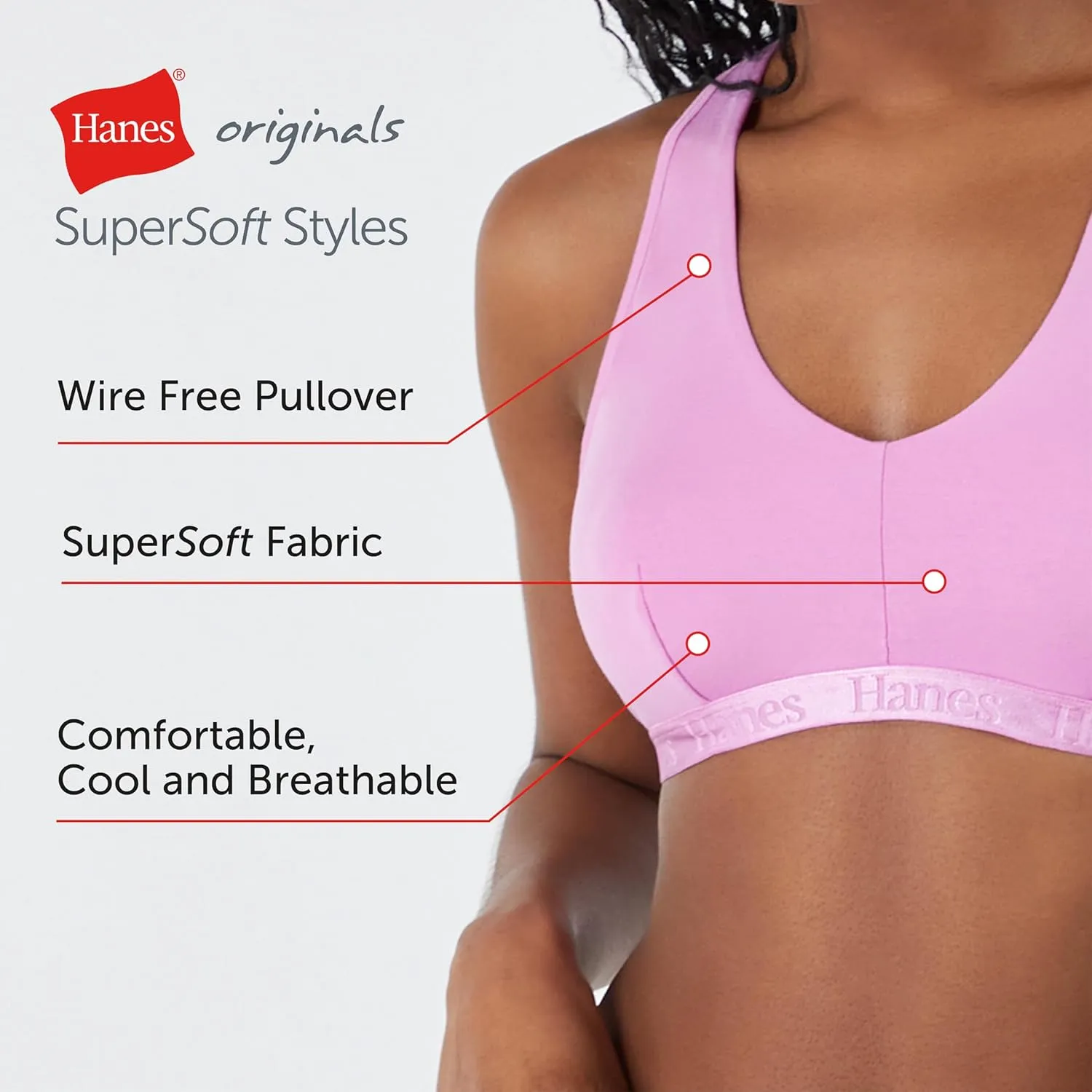 Hanes Women's Originals Ultra Supersoft Racerback, Viscose from Bamboo Bralette