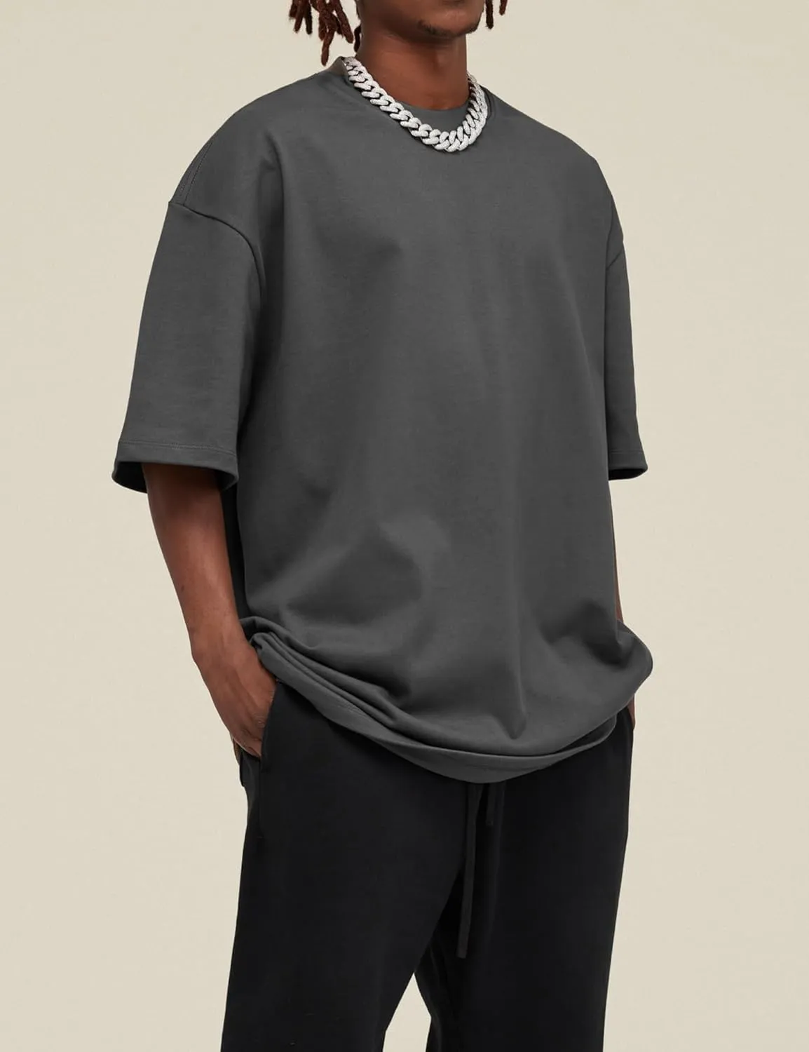 Hatant T-Shirts for Men Oversized Tee Shirts Heavyweight Crew Neck Short Sleeve Tee Basic Cotton T Shirts Unisex Adult