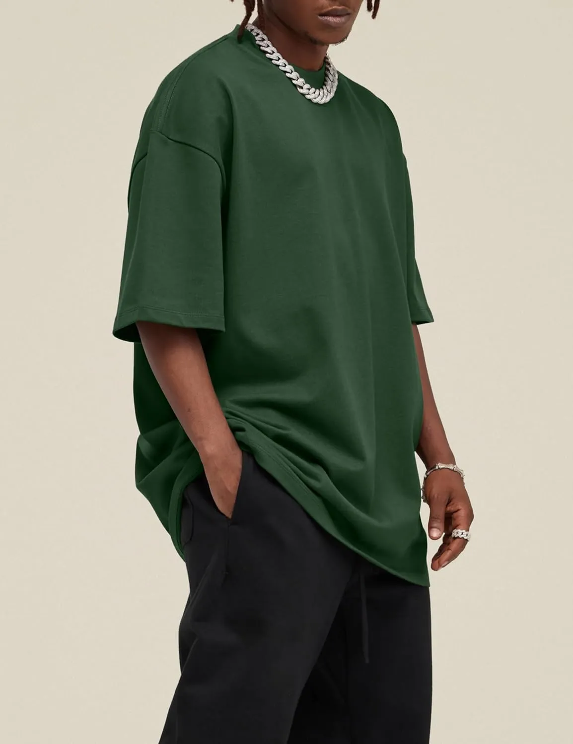 Hatant T-Shirts for Men Oversized Tee Shirts Heavyweight Crew Neck Short Sleeve Tee Basic Cotton T Shirts Unisex Adult