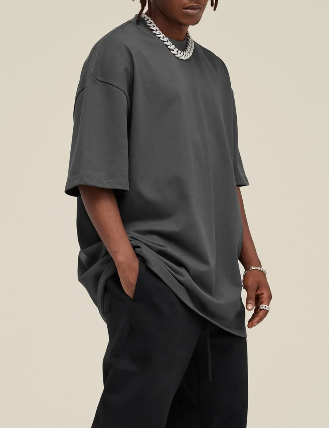 Hatant T-Shirts for Men Oversized Tee Shirts Heavyweight Crew Neck Short Sleeve Tee Basic Cotton T Shirts Unisex Adult