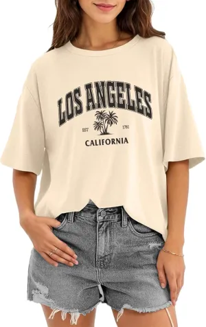 Hawaiian Shirts for Women Oversized Graphic Tees Summer Vacation Baggy T Shirts Casual Hiking Mountain Camping Tee Tops