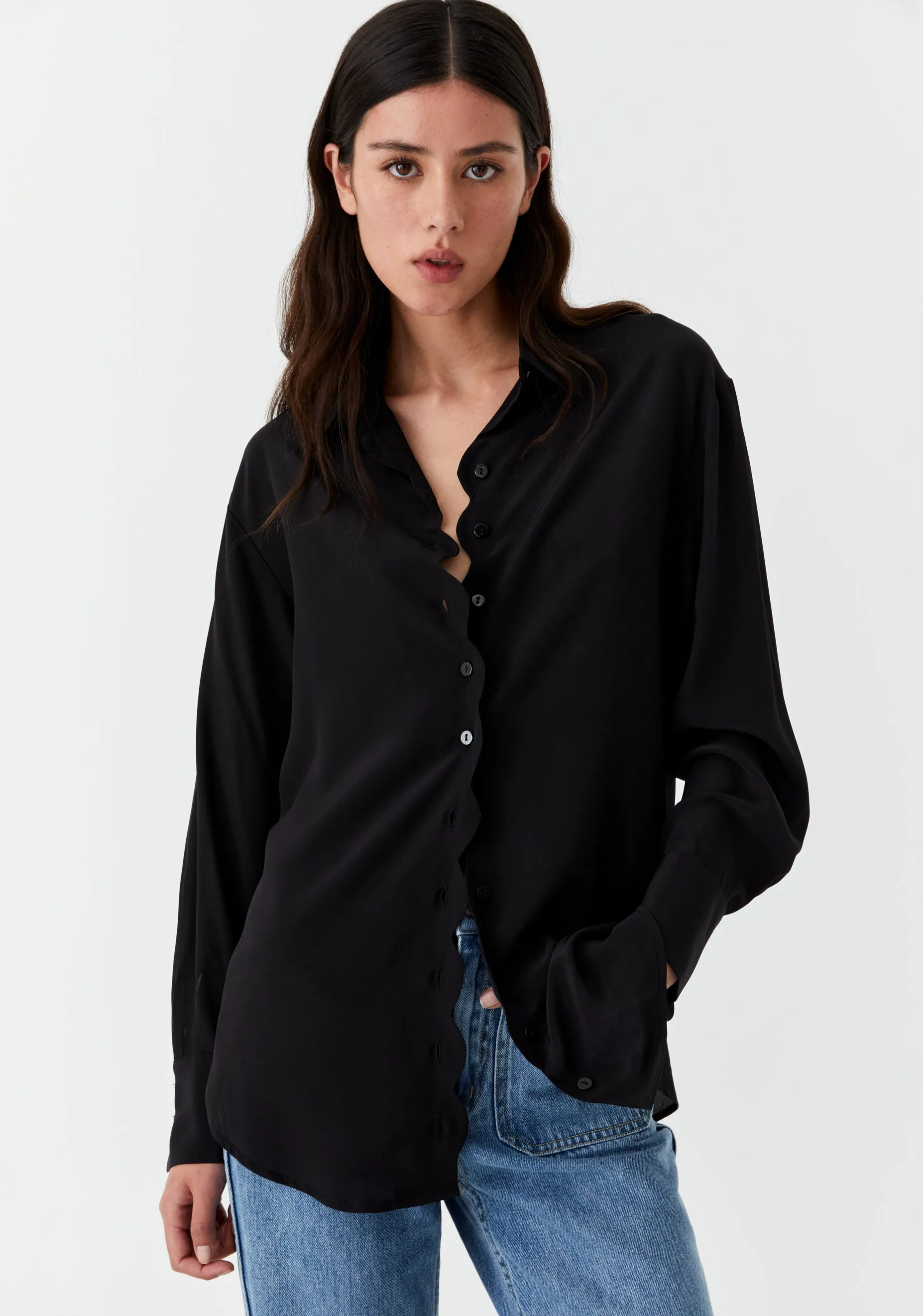 Hazel Silk Shirt_Black