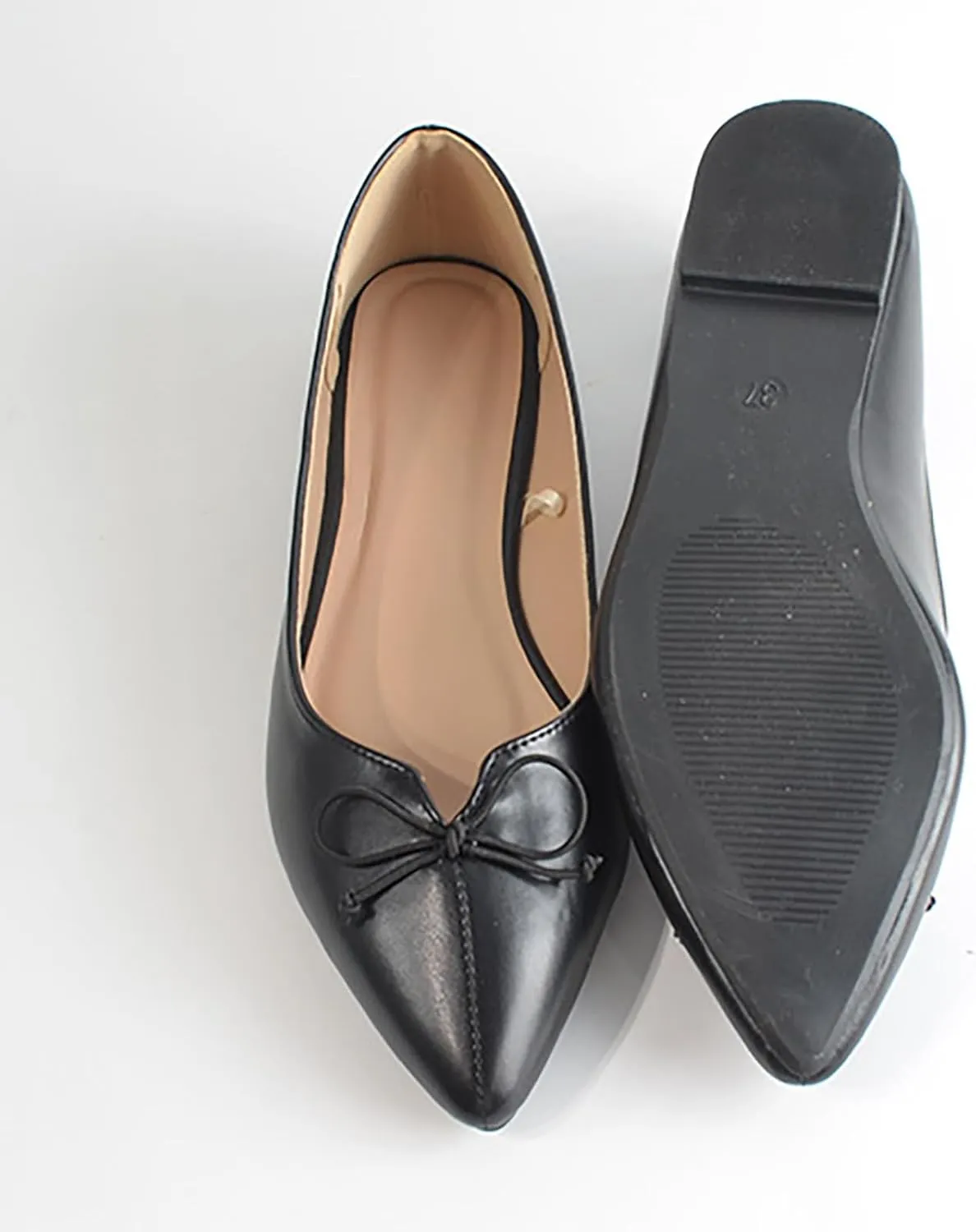 Hbeylia Ballet Flats for Women Ladies Fashion Casual Leather Ultra Soft Lightweight Comfort Pointed Toe Low Heels Slip On Flats Walking Loafers Dress Oxfords Sneakers Shoes