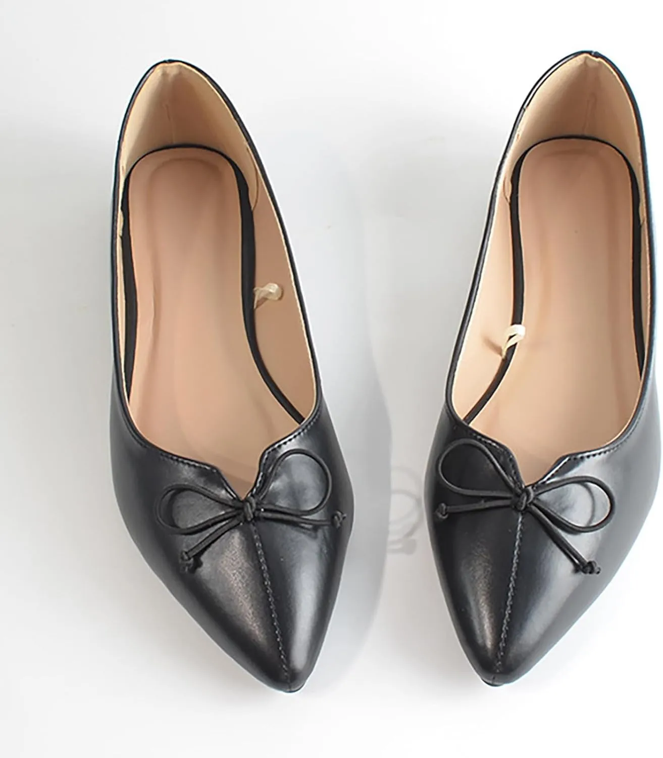 Hbeylia Ballet Flats for Women Ladies Fashion Casual Leather Ultra Soft Lightweight Comfort Pointed Toe Low Heels Slip On Flats Walking Loafers Dress Oxfords Sneakers Shoes