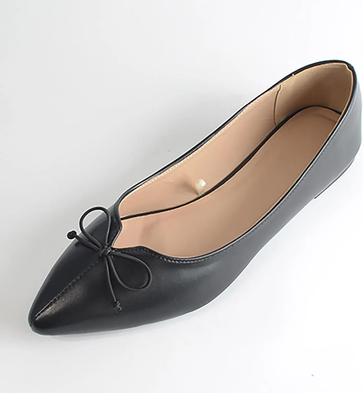 Hbeylia Ballet Flats for Women Ladies Fashion Casual Leather Ultra Soft Lightweight Comfort Pointed Toe Low Heels Slip On Flats Walking Loafers Dress Oxfords Sneakers Shoes