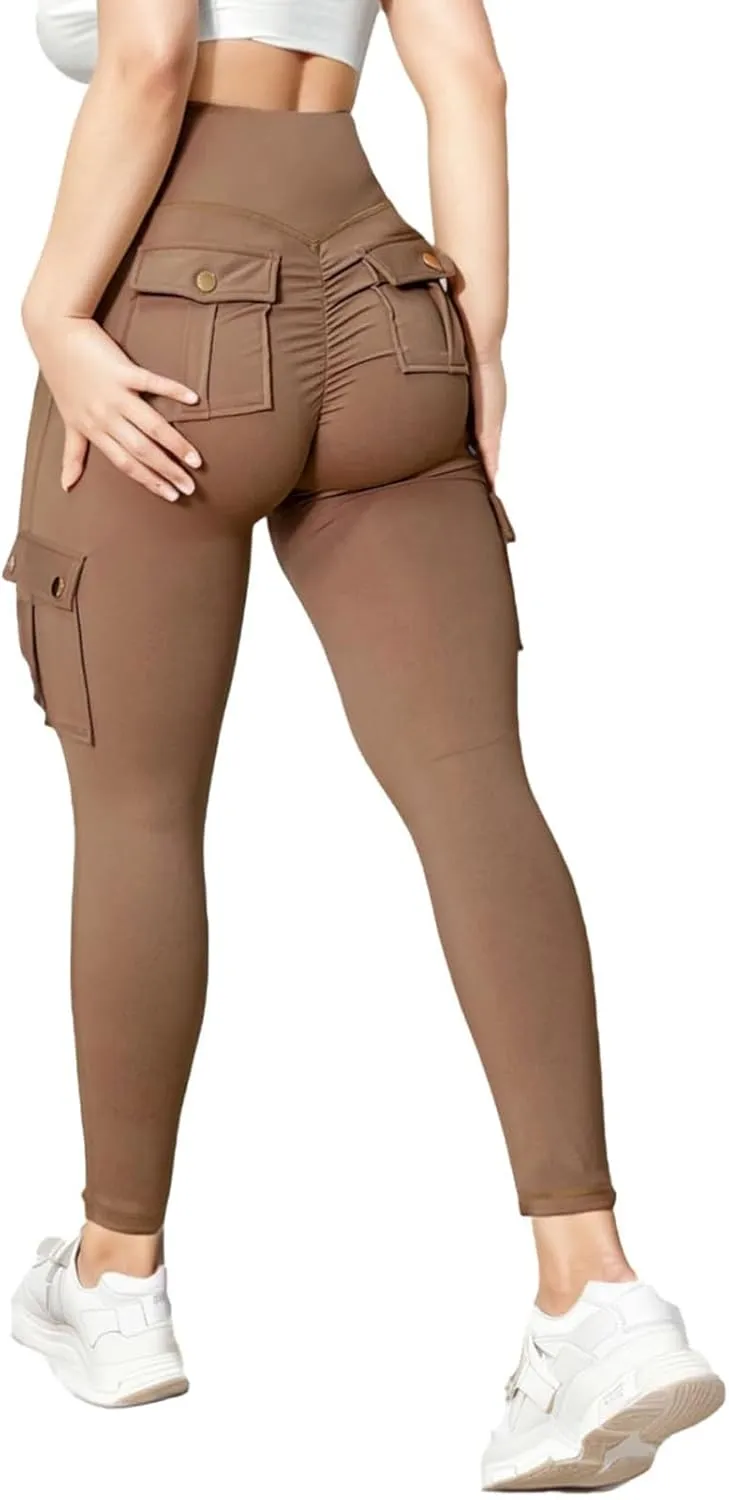 High Waist Yoga Pants for Women Quick Dry Butt-Lifting Stretch Cargo Trousers Lightweight Tummy Control Casual Sweatpants