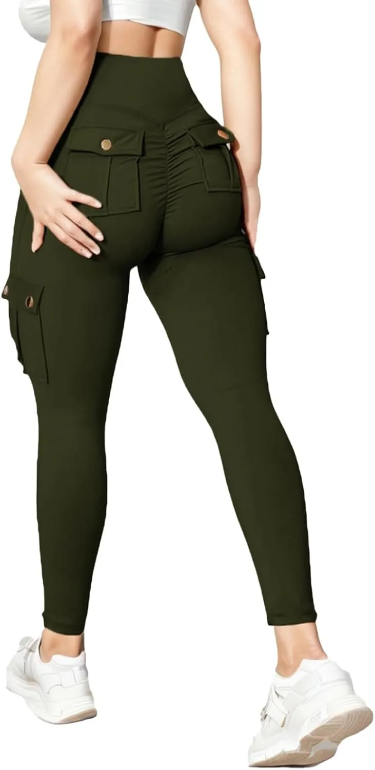 High Waist Yoga Pants for Women Quick Dry Butt-Lifting Stretch Cargo Trousers Lightweight Tummy Control Casual Sweatpants