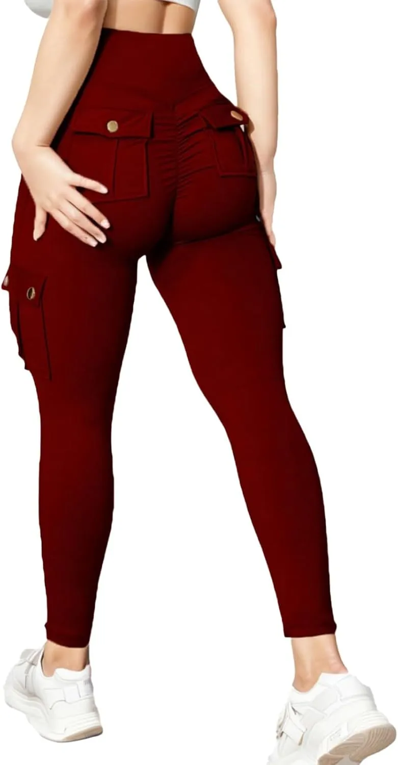 High Waist Yoga Pants for Women Quick Dry Butt-Lifting Stretch Cargo Trousers Lightweight Tummy Control Casual Sweatpants