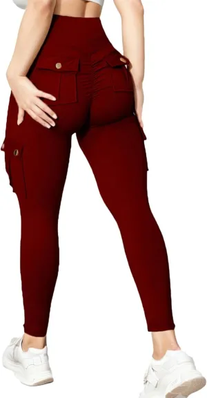 High Waist Yoga Pants for Women Quick Dry Butt-Lifting Stretch Cargo Trousers Lightweight Tummy Control Casual Sweatpants