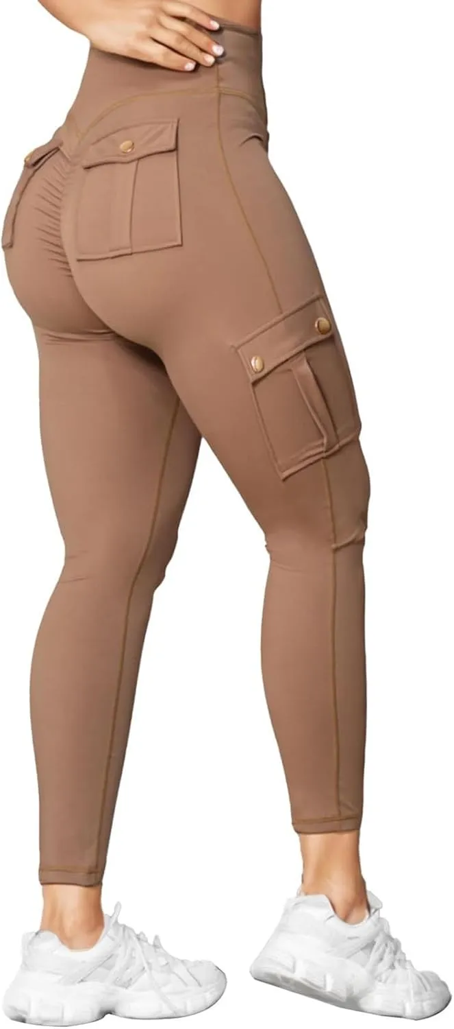 High Waist Yoga Pants for Women Quick Dry Butt-Lifting Stretch Cargo Trousers Lightweight Tummy Control Casual Sweatpants