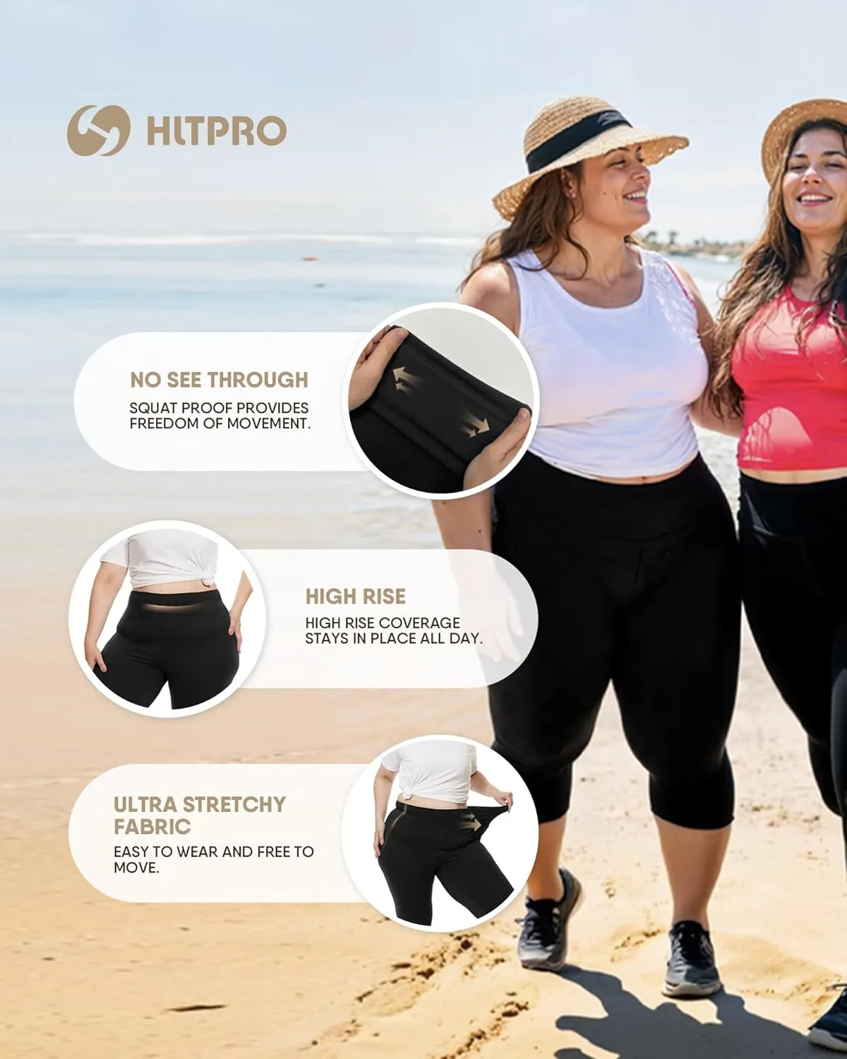 HLTPRO 3 Pack Plus Size Capri Leggings for Women(X-Large - 4X)- High Waist Stretchy Soft Pants for Workout Running Yoga