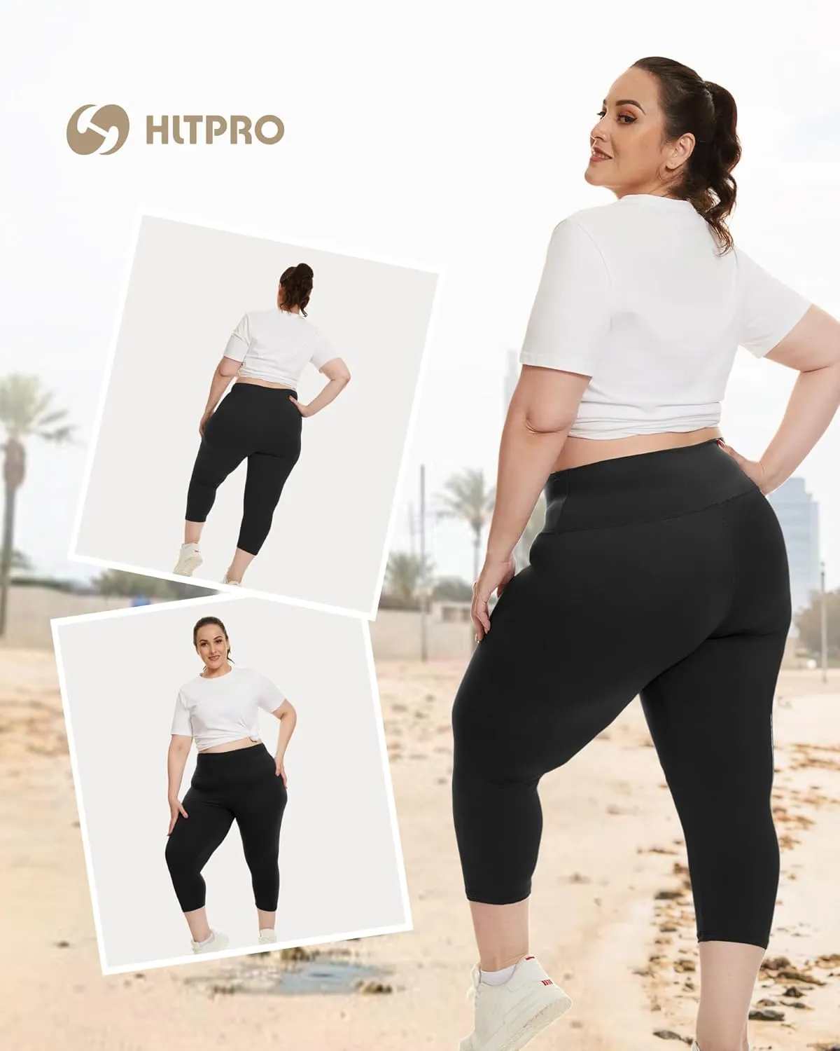 HLTPRO 3 Pack Plus Size Capri Leggings for Women(X-Large - 4X)- High Waist Stretchy Soft Pants for Workout Running Yoga