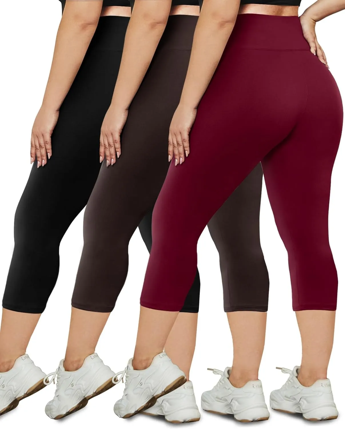 HLTPRO 3 Pack Plus Size Capri Leggings for Women(X-Large - 4X)- High Waist Stretchy Soft Pants for Workout Running Yoga