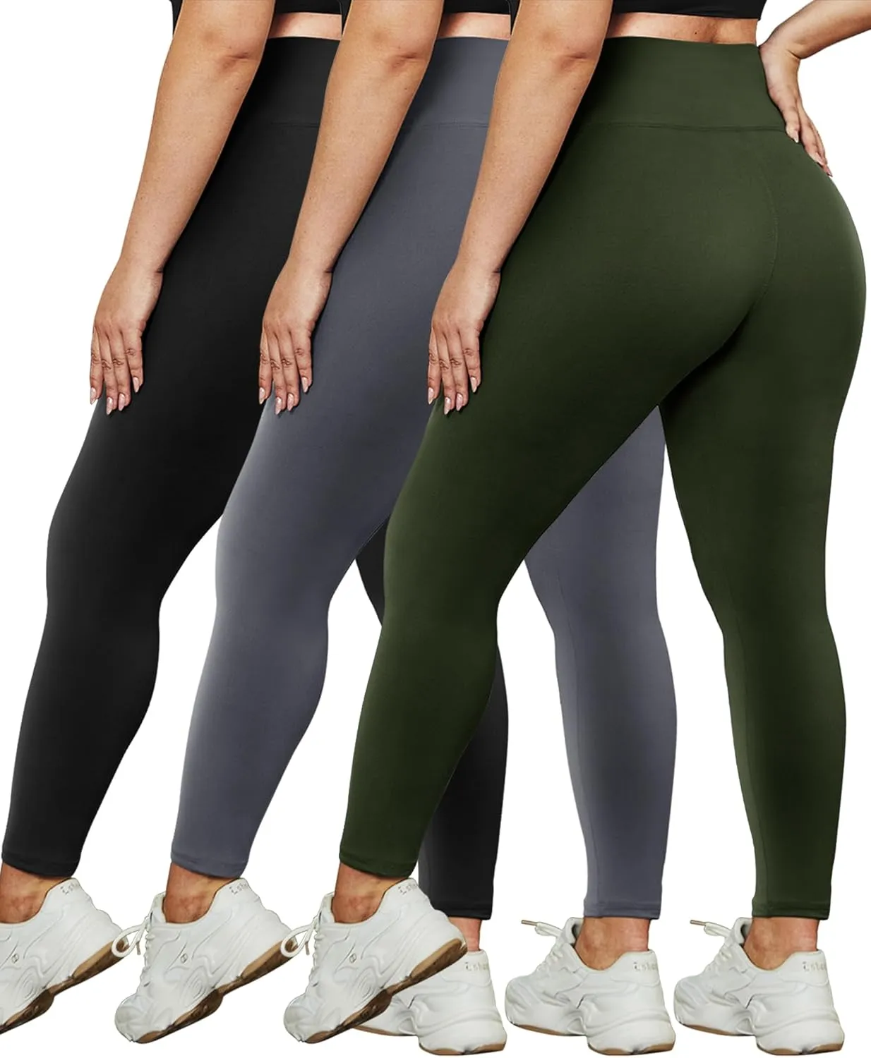 HLTPRO 3 Pack Plus Size Leggings for Women(X-Large - 4X)- High Waist Stretchy Soft Pants for Workout Running Yoga