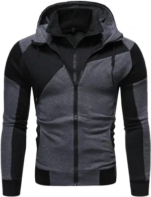Hoodies for Men,Men's Hoodies Colorblock Novelty Workout Sport Hooded Sweatshirt Athletic Zip Up Jackets Outwear Coats