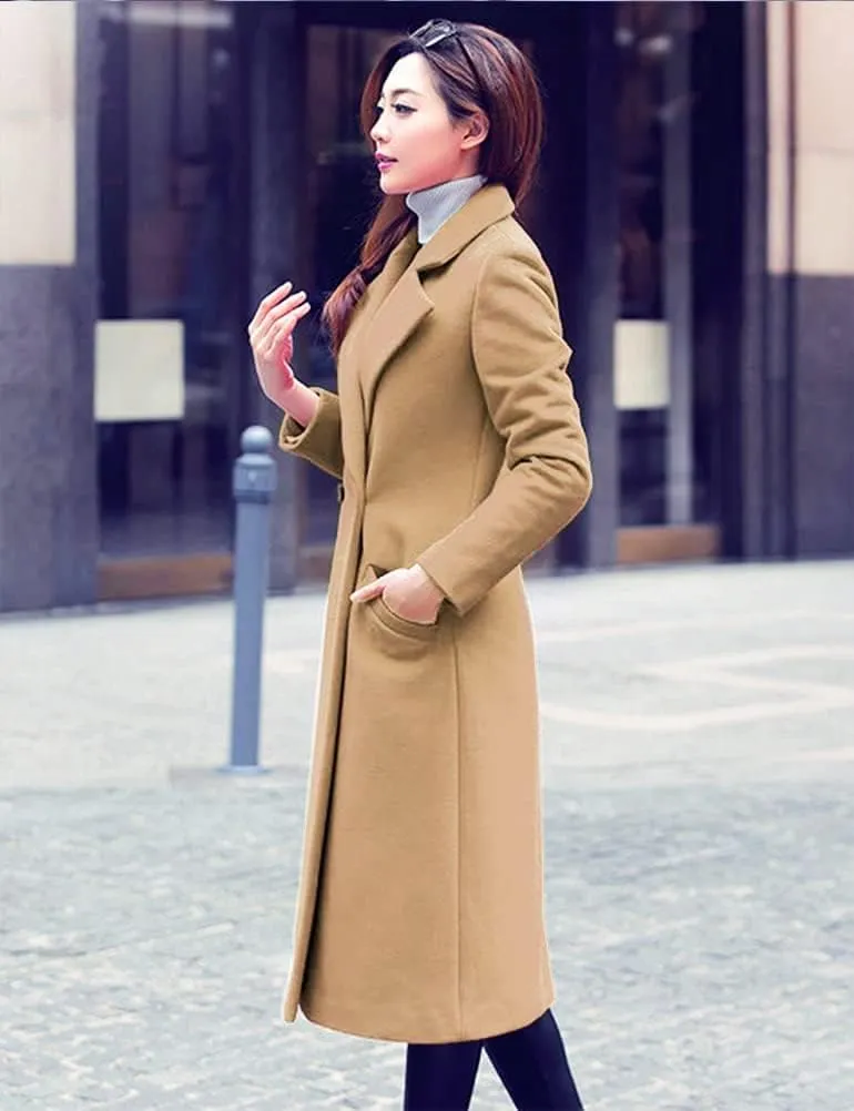 IDEALSANXUN Long Wool Coats for Women Fall Winter Coats Wool Jacket Peacoat