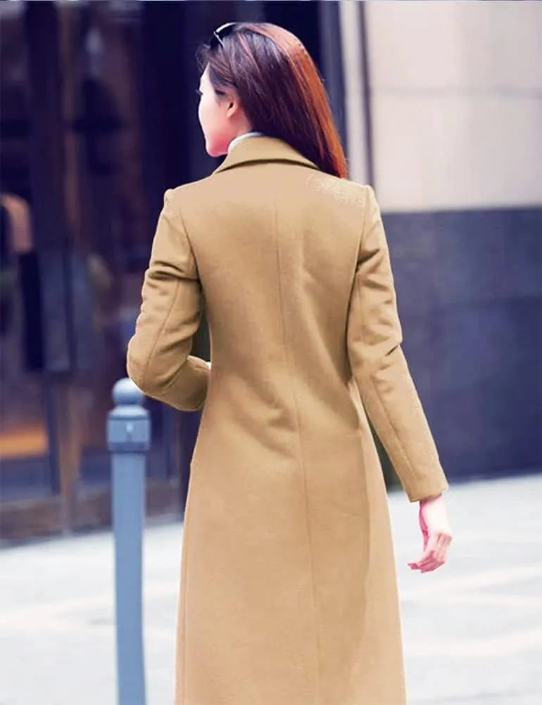 IDEALSANXUN Long Wool Coats for Women Fall Winter Coats Wool Jacket Peacoat