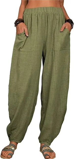 Instantliy Harem Pants, Loose Cotton Linen Casual Harem Pants, Linen Pants Women, Harem Pants Women