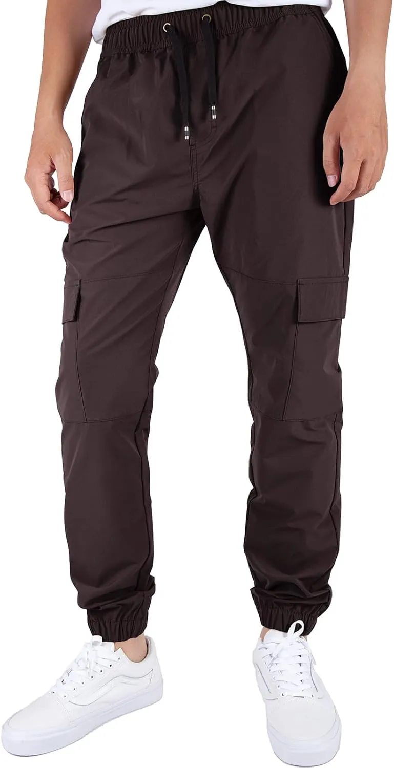 ITALYMORN Mens Lightweight Cargo Joggers with 6 Pockets Slim Fit Casual Pants Elastic Waist Outdoor Running Everyday Wear