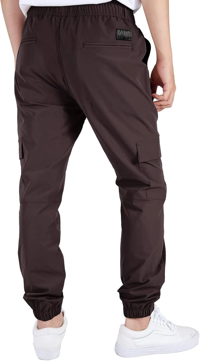ITALYMORN Mens Lightweight Cargo Joggers with 6 Pockets Slim Fit Casual Pants Elastic Waist Outdoor Running Everyday Wear