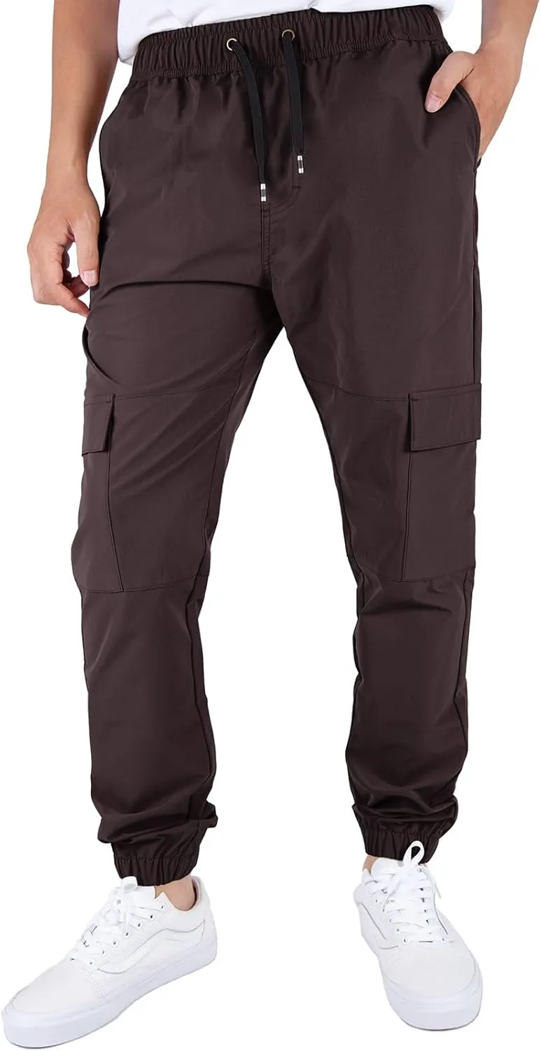 ITALYMORN Mens Lightweight Cargo Joggers with 6 Pockets Slim Fit Casual Pants Elastic Waist Outdoor Running Everyday Wear