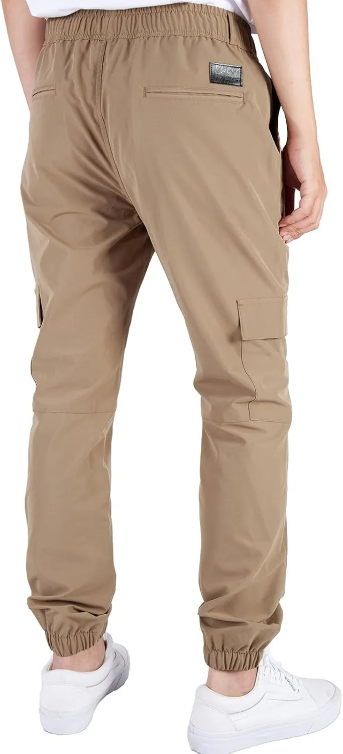 ITALYMORN Mens Lightweight Cargo Joggers with 6 Pockets Slim Fit Casual Pants Elastic Waist Outdoor Running Everyday Wear