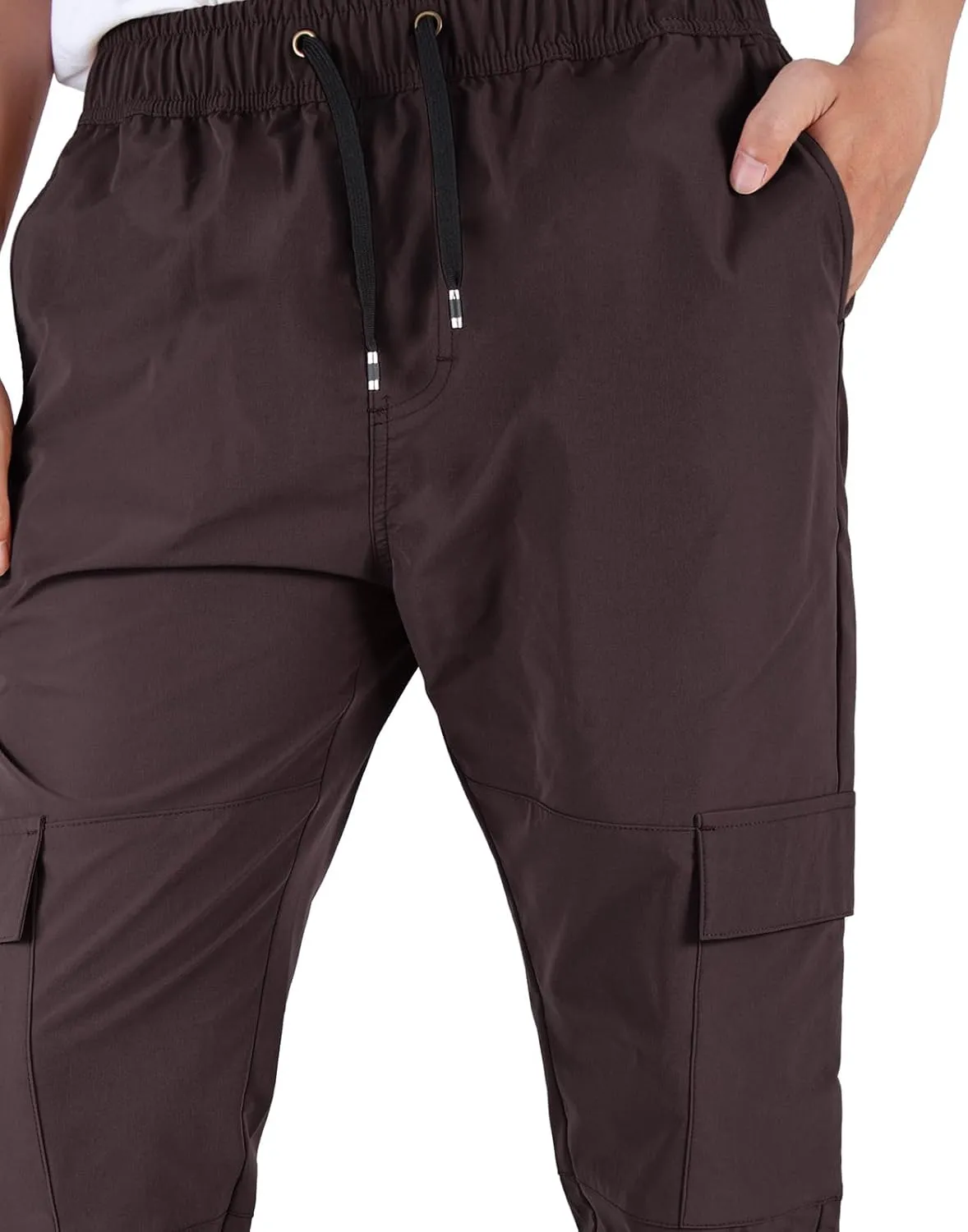 ITALYMORN Mens Lightweight Cargo Joggers with 6 Pockets Slim Fit Casual Pants Elastic Waist Outdoor Running Everyday Wear
